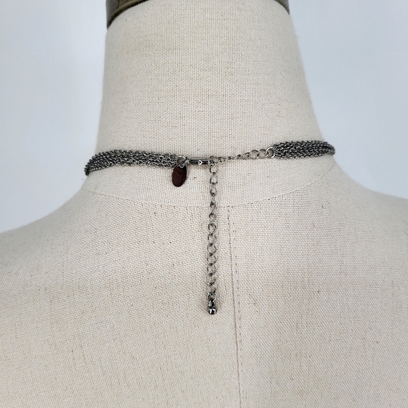 Lia Sophia Hammered Silver Tone Metallic Circles Necklace Adjustable Mixed Metal - Picture 5 of 6